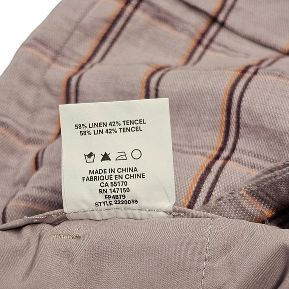 Frank & Oak Womens Plaid Linen Blend Button Front Shorts Size 0 Purple High Rise - Picture 7 of 8